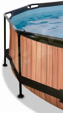 EXIT TOYS EXIT Wood Pool ø360x76cm Mit Filterpumpe Und Abdeckung Und Sonnensegel - Braun -Garten Spielzeug Laden 30361210 e exittoys bazen