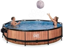 EXIT TOYS EXIT Wood Pool ø360x76cm Mit Filterpumpe Und Abdeckung Und Sonnensegel - Braun -Garten Spielzeug Laden 30361210 h exittoys bazen