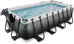 EXIT TOYS EXIT Black Leather Pool 400x200x100cm Mit Sandfilterpumpe Und Abdeckung - Schwarz