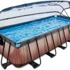 EXIT TOYS EXIT Wood Pool 540x250x100cm Mit Sandfilterpumpe Und Abdeckung - Braun -Garten Spielzeug Laden 30375310 b exittoys bazen