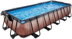 EXIT TOYS EXIT Wood Pool 540x250x100cm Mit Sandfilterpumpe Und Abdeckung - Braun -Garten Spielzeug Laden 30375310 c exittoys bazen