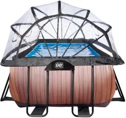 EXIT TOYS EXIT Wood Pool 540x250x100cm Mit Sandfilterpumpe Und Abdeckung - Braun -Garten Spielzeug Laden 30375310 d exittoys bazen