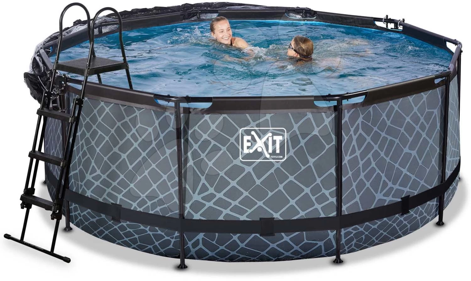 EXIT TOYS EXIT Stone Pool ø360x122cm Mit Sandfilterpumpe Und Abdeckung - Grau 4 EXIT TOYS EXIT Stone Pool ø360x122cm Mit Sandfilterpumpe Und Abdeckung - Grau – Bild 2