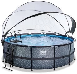 EXIT TOYS EXIT Stone Pool ø427x122cm Mit Sandfilterpumpe Und Abdeckung - Grau -Garten Spielzeug Laden 30471400 b exittoys bazen