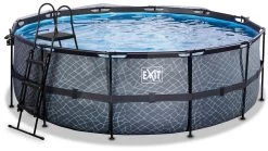 EXIT TOYS EXIT Stone Pool ø427x122cm Mit Sandfilterpumpe Und Abdeckung - Grau -Garten Spielzeug Laden 30471400 c exittoys bazen