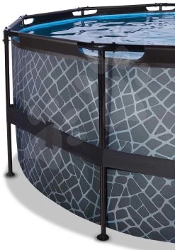 EXIT TOYS EXIT Stone Pool ø427x122cm Mit Sandfilterpumpe Und Abdeckung - Grau -Garten Spielzeug Laden 30471400 d exittoys bazen