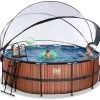 EXIT TOYS EXIT Wood Pool ø427x122cm Mit Sandfilterpumpe Und Abdeckung - Braun -Garten Spielzeug Laden 30471410 f exittoys bazen