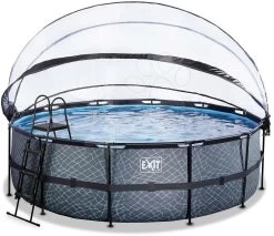 EXIT TOYS EXIT Stone Pool ø450x122cm Mit Sandfilterpumpe Und Abdeckung - Grau -Garten Spielzeug Laden 30471500 b exittoys bazen