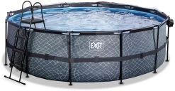 EXIT TOYS EXIT Stone Pool ø450x122cm Mit Sandfilterpumpe Und Abdeckung - Grau -Garten Spielzeug Laden 30471500 c exittoys bazen