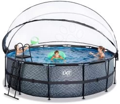 EXIT TOYS EXIT Stone Pool ø450x122cm Mit Sandfilterpumpe Und Abdeckung - Grau
