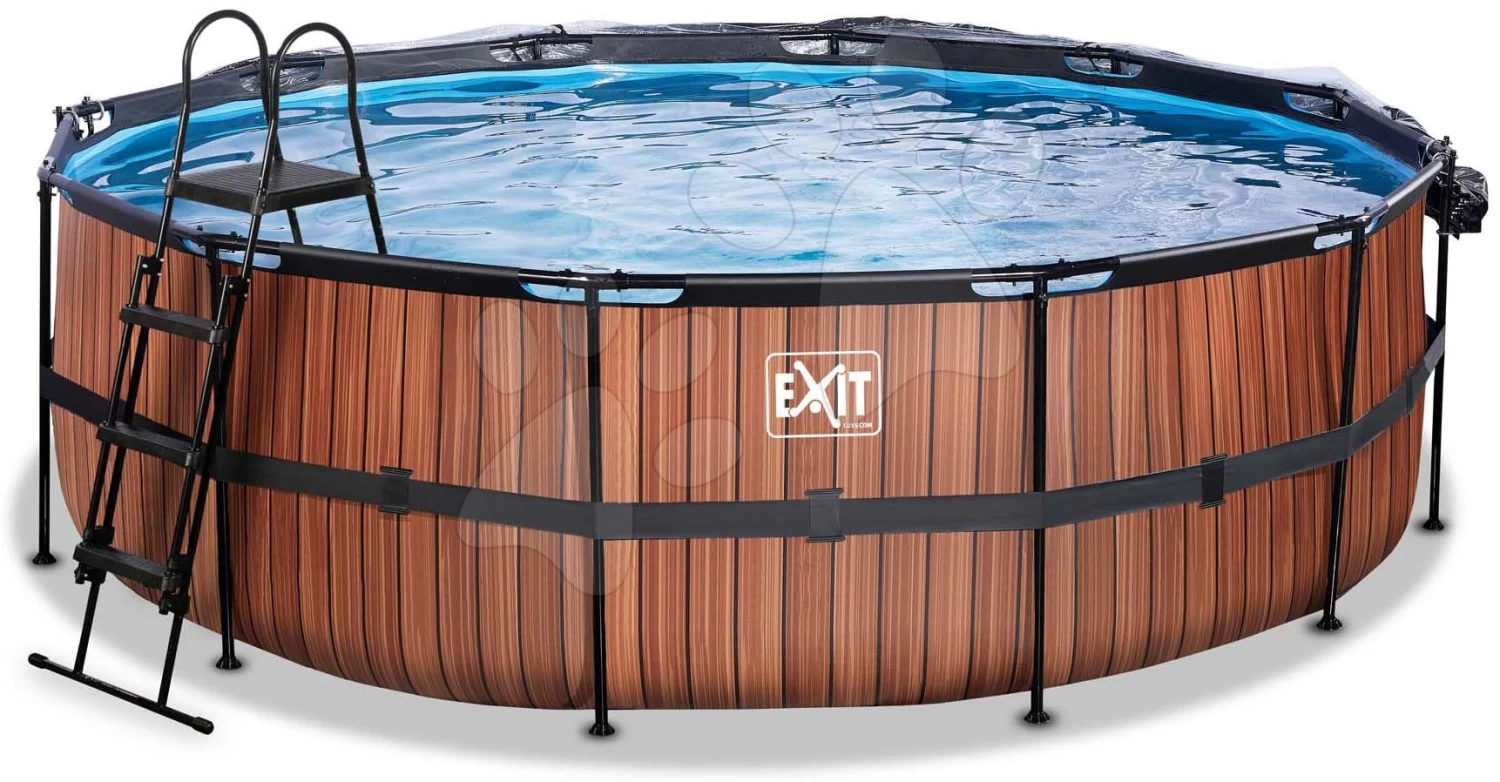 EXIT TOYS EXIT Wood Pool ø450x122cm Mit Sandfilterpumpe Und Abdeckung - Braun 6 EXIT TOYS EXIT Wood Pool ø450x122cm Mit Sandfilterpumpe Und Abdeckung - Braun – Bild 4