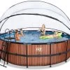 EXIT TOYS EXIT Wood Pool ø450x122cm Mit Sandfilterpumpe Und Abdeckung - Braun -Garten Spielzeug Laden 30471510 f exittoys bazen