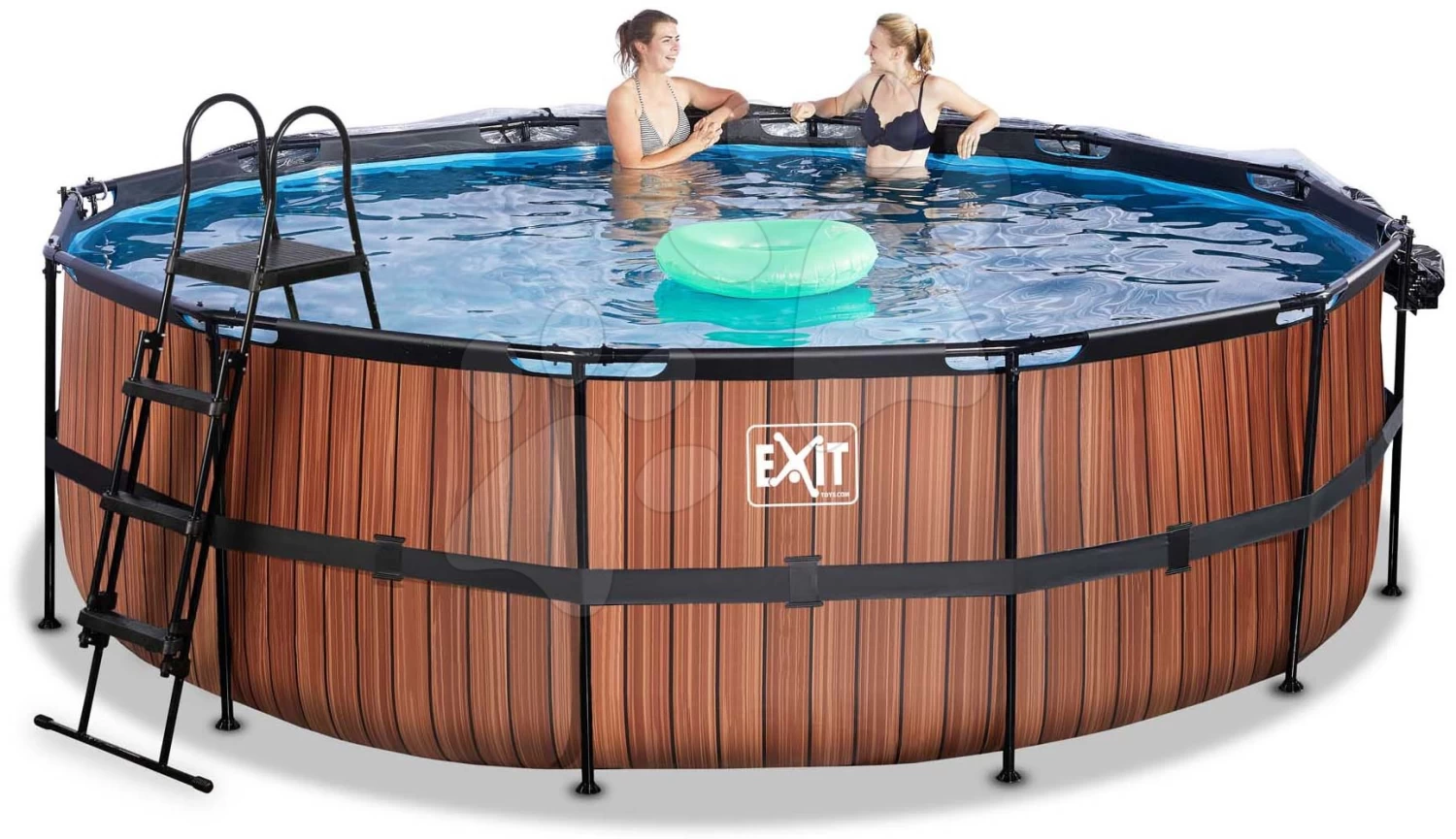 EXIT TOYS EXIT Wood Pool ø450x122cm Mit Sandfilterpumpe Und Abdeckung - Braun 4 EXIT TOYS EXIT Wood Pool ø450x122cm Mit Sandfilterpumpe Und Abdeckung - Braun – Bild 2