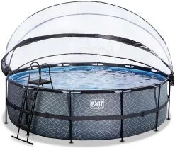 EXIT TOYS EXIT Stone Pool ø488x122cm Mit Sandfilterpumpe Und Abdeckung - Grau -Garten Spielzeug Laden 30471600 b exittoys bazen