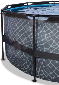 EXIT TOYS EXIT Stone Pool ø488x122cm Mit Sandfilterpumpe Und Abdeckung - Grau -Garten Spielzeug Laden 30471600 d exittoys bazen