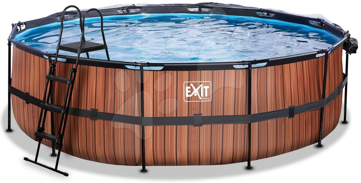 EXIT TOYS EXIT Wood Pool ø488x122cm Mit Sandfilterpumpe Und Abdeckung - Braun 6 EXIT TOYS EXIT Wood Pool ø488x122cm Mit Sandfilterpumpe Und Abdeckung - Braun – Bild 4