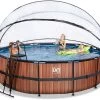 EXIT TOYS EXIT Wood Pool ø488x122cm Mit Sandfilterpumpe Und Abdeckung - Braun -Garten Spielzeug Laden 30471610 f exittoys bazen