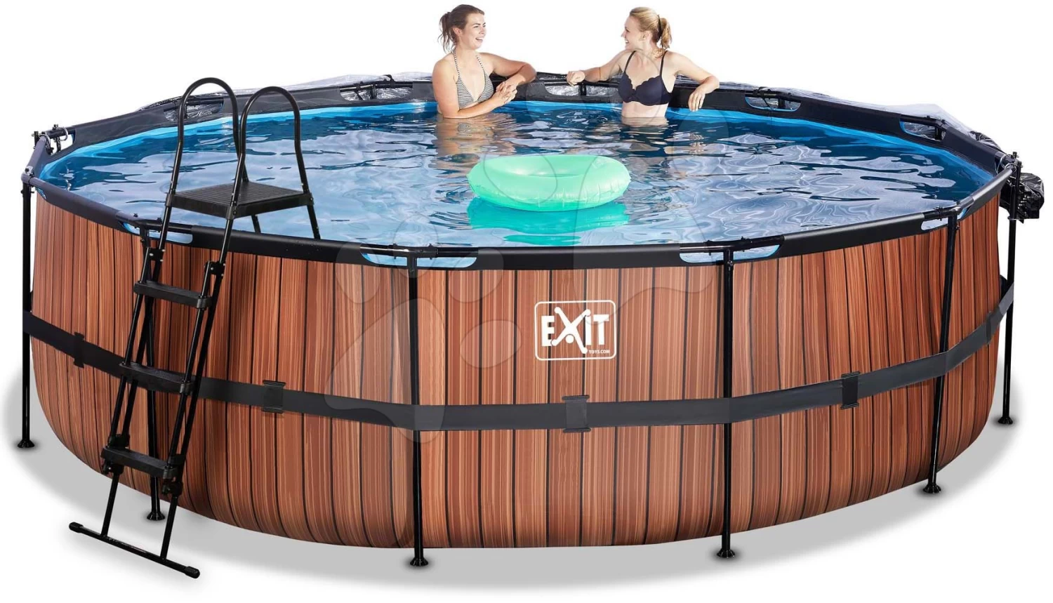 EXIT TOYS EXIT Wood Pool ø488x122cm Mit Sandfilterpumpe Und Abdeckung - Braun 4 EXIT TOYS EXIT Wood Pool ø488x122cm Mit Sandfilterpumpe Und Abdeckung - Braun – Bild 2