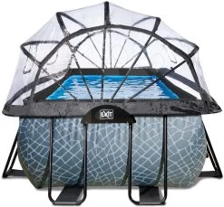 EXIT TOYS EXIT Stone Pool 400x200x122cm Mit Sandfilterpumpe Und Abdeckung - Grau -Garten Spielzeug Laden 30474200 d exittoys bazen