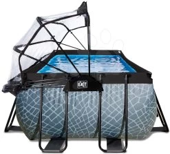 EXIT TOYS EXIT Stone Pool 400x200x122cm Mit Sandfilterpumpe Und Abdeckung - Grau -Garten Spielzeug Laden 30474200 e exittoys bazen