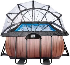 EXIT TOYS EXIT Wood Pool 400x200x122cm Mit Sandfilterpumpe Und Abdeckung - Braun -Garten Spielzeug Laden 30474210 d exittoys bazen