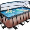 EXIT TOYS EXIT Wood Pool 400x200x122cm Mit Sandfilterpumpe Und Abdeckung - Braun -Garten Spielzeug Laden 30474210 h exittoys bazen
