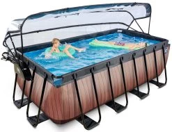 EXIT TOYS EXIT Wood Pool 400x200x122cm Mit Sandfilterpumpe Und Abdeckung - Braun