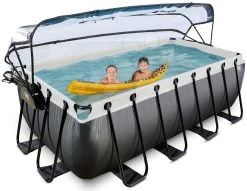 EXIT TOYS EXIT Black Leather Pool 400x200x122cm Mit Sandfilterpumpe Und Abdeckung - Schwarz -Garten Spielzeug Laden 30474220 h exittoys bazen