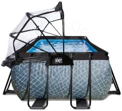 EXIT TOYS EXIT Stone Pool 540x250x122cm Mit Sandfilterpumpe Und Abdeckung - Grau -Garten Spielzeug Laden 30475300 e exittoys bazen