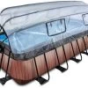 EXIT TOYS EXIT Wood Pool 540x250x122cm Mit Sandfilterpumpe Und Abdeckung - Braun -Garten Spielzeug Laden 30475310 a exittoys bazen