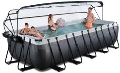 EXIT TOYS EXIT Black Leather Pool 540x250x122cm Mit Sandfilterpumpe Und Abdeckung - Schwarz