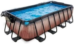 EXIT TOYS EXIT Wood Pool 400x200x100cm Mit Sandfilterpumpe Und Abdeckung Und Wärmepumpe - Braun -Garten Spielzeug Laden 30574210 c exittoys bazen