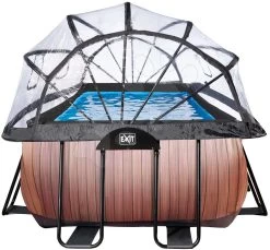 EXIT TOYS EXIT Wood Pool 400x200x100cm Mit Sandfilterpumpe Und Abdeckung Und Wärmepumpe - Braun -Garten Spielzeug Laden 30574210 d exittoys bazen