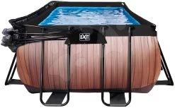 EXIT TOYS EXIT Wood Pool 400x200x100cm Mit Sandfilterpumpe Und Abdeckung Und Wärmepumpe - Braun -Garten Spielzeug Laden 30574210 f exittoys bazen