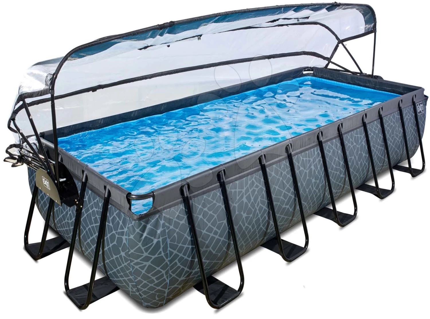 EXIT TOYS EXIT Stone Pool 540x250x100cm Mit Sandfilterpumpe Und Abdeckung Und Wärmepumpe - Grau 4 EXIT TOYS EXIT Stone Pool 540x250x100cm Mit Sandfilterpumpe Und Abdeckung Und Wärmepumpe - Grau – Bild 2