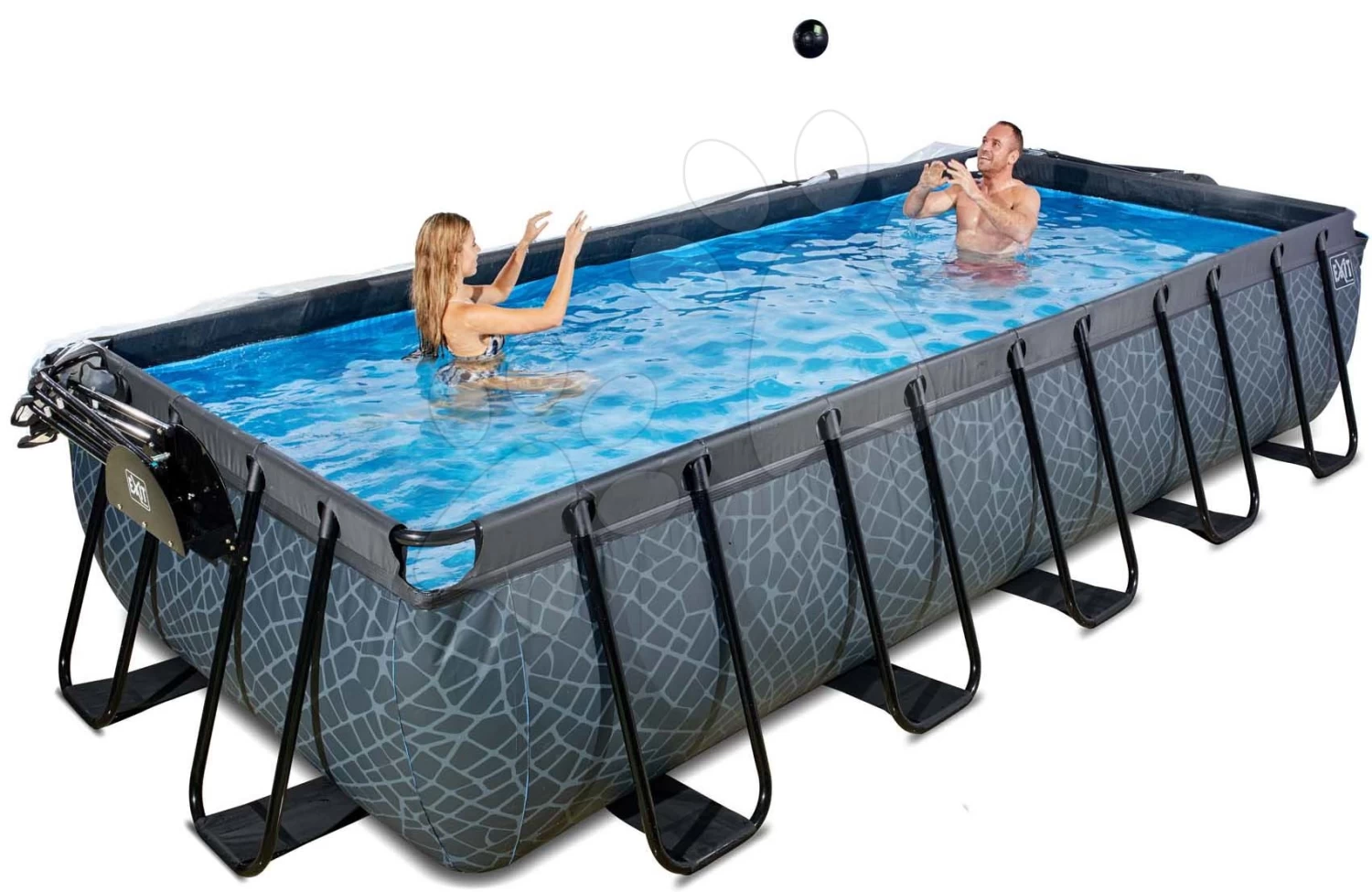 EXIT TOYS EXIT Stone Pool 540x250x100cm Mit Sandfilterpumpe Und Abdeckung Und Wärmepumpe - Grau 3 EXIT TOYS EXIT Stone Pool 540x250x100cm Mit Sandfilterpumpe Und Abdeckung Und Wärmepumpe - Grau