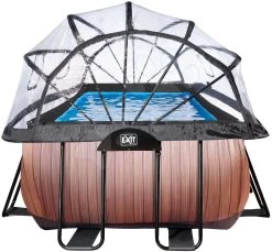 EXIT TOYS EXIT Wood Pool 540x250x100cm Mit Sandfilterpumpe Und Abdeckung Und Wärmepumpe - Braun -Garten Spielzeug Laden 30575310 d exittoys bazen