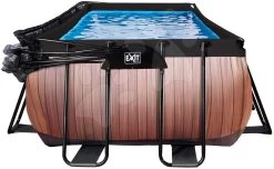 EXIT TOYS EXIT Wood Pool 540x250x100cm Mit Sandfilterpumpe Und Abdeckung Und Wärmepumpe - Braun -Garten Spielzeug Laden 30575310 f exittoys bazen