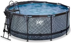 EXIT TOYS EXIT Stone Pool ø360x122cm Mit Sandfilterpumpe Und Abdeckung Und Wärmepumpe - Grau -Garten Spielzeug Laden 30671200 c exittoys bazen