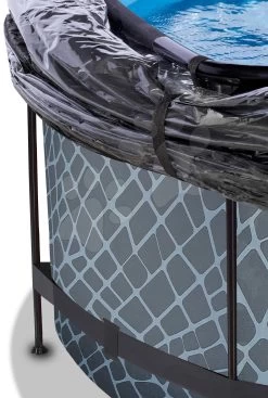 EXIT TOYS EXIT Stone Pool ø360x122cm Mit Sandfilterpumpe Und Abdeckung Und Wärmepumpe - Grau -Garten Spielzeug Laden 30671200 e exittoys bazen