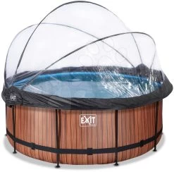 EXIT TOYS EXIT Wood Pool ø360x122cm Mit Sandfilterpumpe Und Abdeckung Und Wärmepumpe - Braun -Garten Spielzeug Laden 30671210 a exittoys bazen