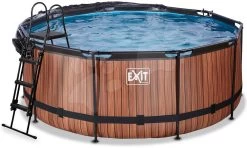 EXIT TOYS EXIT Wood Pool ø360x122cm Mit Sandfilterpumpe Und Abdeckung Und Wärmepumpe - Braun -Garten Spielzeug Laden 30671210 c exittoys bazen