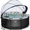 EXIT TOYS EXIT Black Leather Pool ø360x122cm Mit Sandfilterpumpe Und Abdeckung Und Wärmepumpe - Schwarz -Garten Spielzeug Laden 30671220 f exittoys bazen