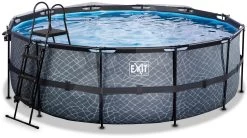 EXIT TOYS EXIT Stone Pool ø427x122cm Mit Sandfilterpumpe Und Abdeckung Und Wärmepumpe - Grau -Garten Spielzeug Laden 30671400 c exittoys bazen