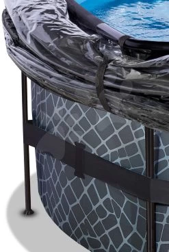 EXIT TOYS EXIT Stone Pool ø427x122cm Mit Sandfilterpumpe Und Abdeckung Und Wärmepumpe - Grau -Garten Spielzeug Laden 30671400 e exittoys bazen