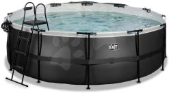 EXIT TOYS EXIT Black Leather Pool ø427x122cm Mit Sandfilterpumpe Und Abdeckung Und Wärmepumpe - Schwarz -Garten Spielzeug Laden 30671420 c exittoys bazen
