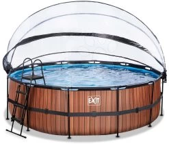 EXIT TOYS EXIT Wood Pool ø450x122cm Mit Sandfilterpumpe Und Abdeckung Und Wärmepumpe - Braun -Garten Spielzeug Laden 30671510 b exittoys bazen