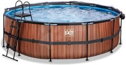EXIT TOYS EXIT Wood Pool ø450x122cm Mit Sandfilterpumpe Und Abdeckung Und Wärmepumpe - Braun -Garten Spielzeug Laden 30671510 c exittoys bazen