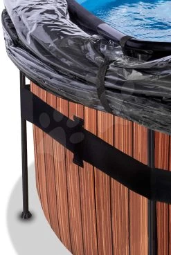 EXIT TOYS EXIT Wood Pool ø450x122cm Mit Sandfilterpumpe Und Abdeckung Und Wärmepumpe - Braun -Garten Spielzeug Laden 30671510 e exittoys bazen