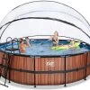 EXIT TOYS EXIT Wood Pool ø450x122cm Mit Sandfilterpumpe Und Abdeckung Und Wärmepumpe - Braun -Garten Spielzeug Laden 30671510 f exittoys bazen
